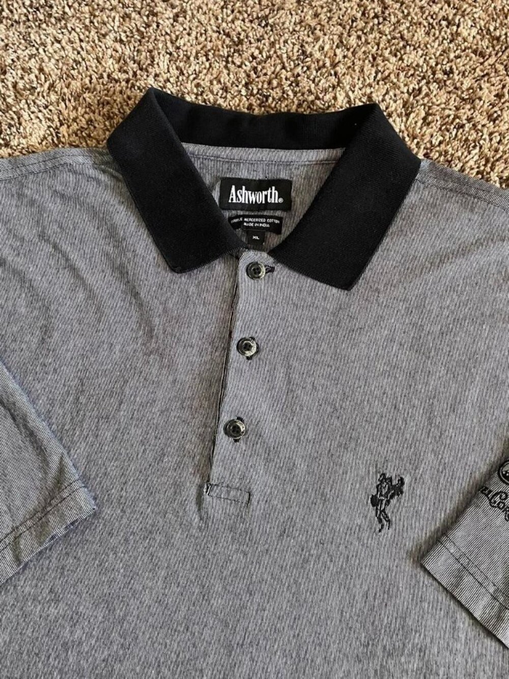 Vintage Ashworth Golf Polo Logo Shirt Grey XL Retro Athletic Sportswear
